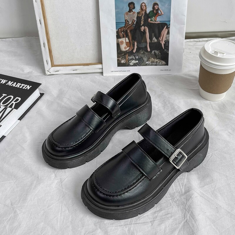 

Minimalist Wedge Mary Janes, Black