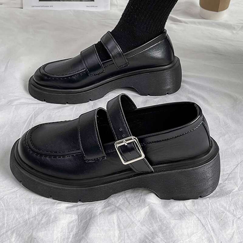 

Minimalist Wedge Mary Janes, Black