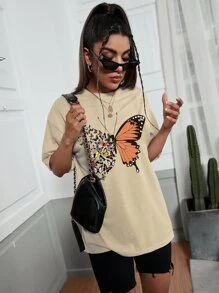 INAWLY Áo thun nữ Thú vật Giải trí - Màu Khaki - Xem 3