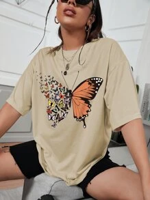 INAWLY Áo thun nữ Thú vật Giải trí - Màu Khaki - Xem 4