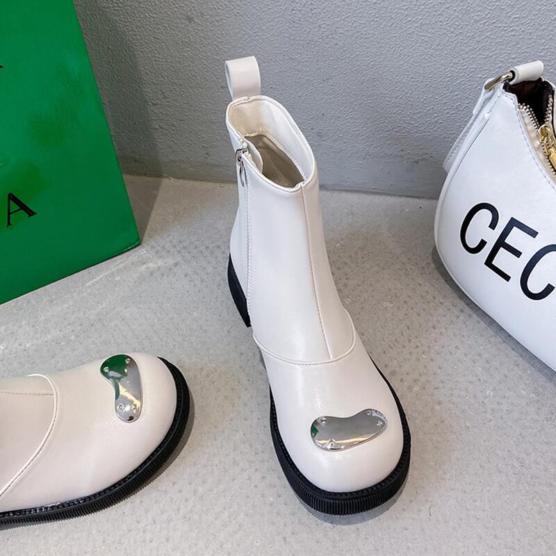 

Side Zipper Boots, Beige