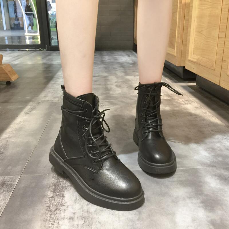 

Minimalist Lace-up Front Combat Boots, Black