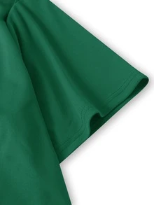Manfinity Homme Hombres 2 paquetes de camisetas de cuello redondo de un solo color - Verde Oscuro - Ver 4