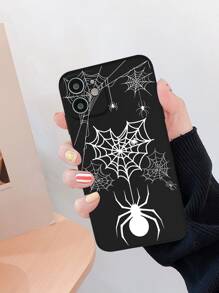 Funda de teléfono con patrón de araña compatible con iPhone 11, iPhone 13, iPhone 14 Pro Max - Blanco y Negro - Ver 1