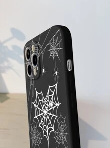 Funda de teléfono con patrón de araña compatible con iPhone 11, iPhone 13, iPhone 14 Pro Max - Blanco y Negro - Ver 2