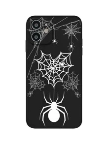 Funda de teléfono con patrón de araña compatible con iPhone 11, iPhone 13, iPhone 14 Pro Max - Blanco y Negro - Ver 3