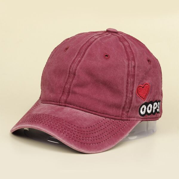 

Heart & Letter Embroidered Baseball Cap, Red