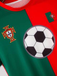 Manfinity Hombres Camiseta de fútbol con estampado de fútbol de dos tonos - Multicolor - Ver 6