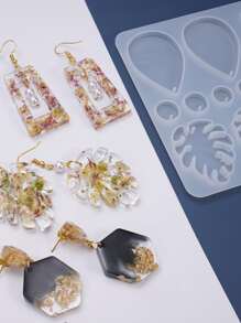1 件 DIY 耳环模具，硅胶吊坠模具，适用于 DIY 工艺品 - 白色 - 查看 1