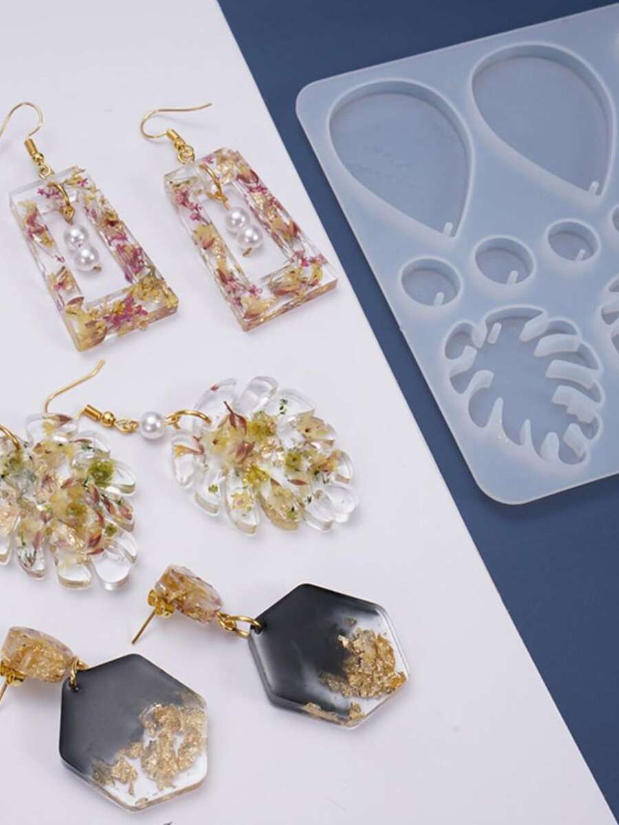 1 件 DIY 耳环模具，硅胶吊坠模具，适用于 DIY 工艺品 - 白色 - 查看 1