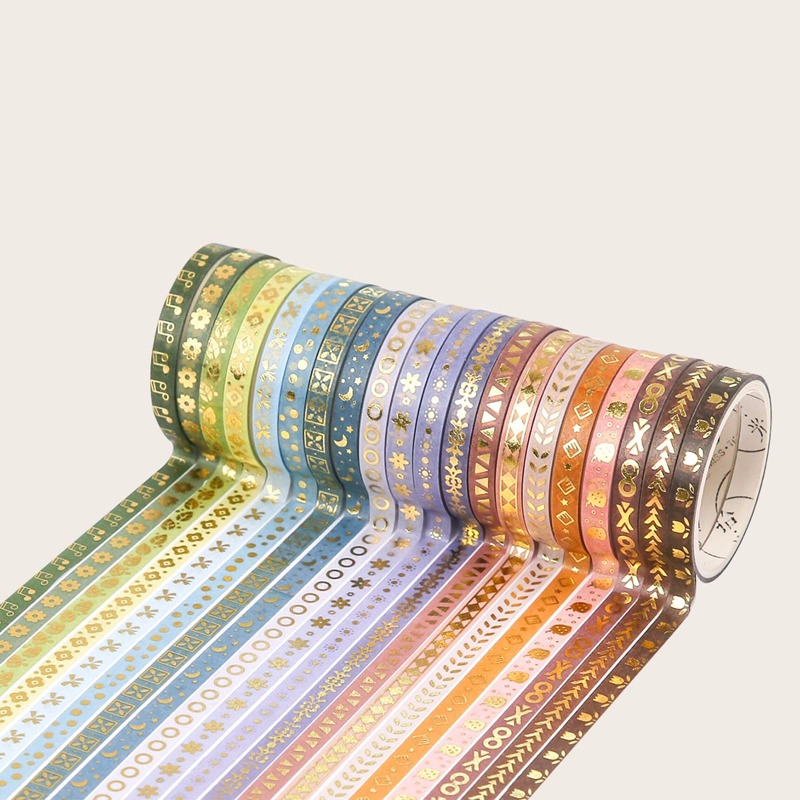 

20rolls Hot Stamping Washi Tape, Multicolor