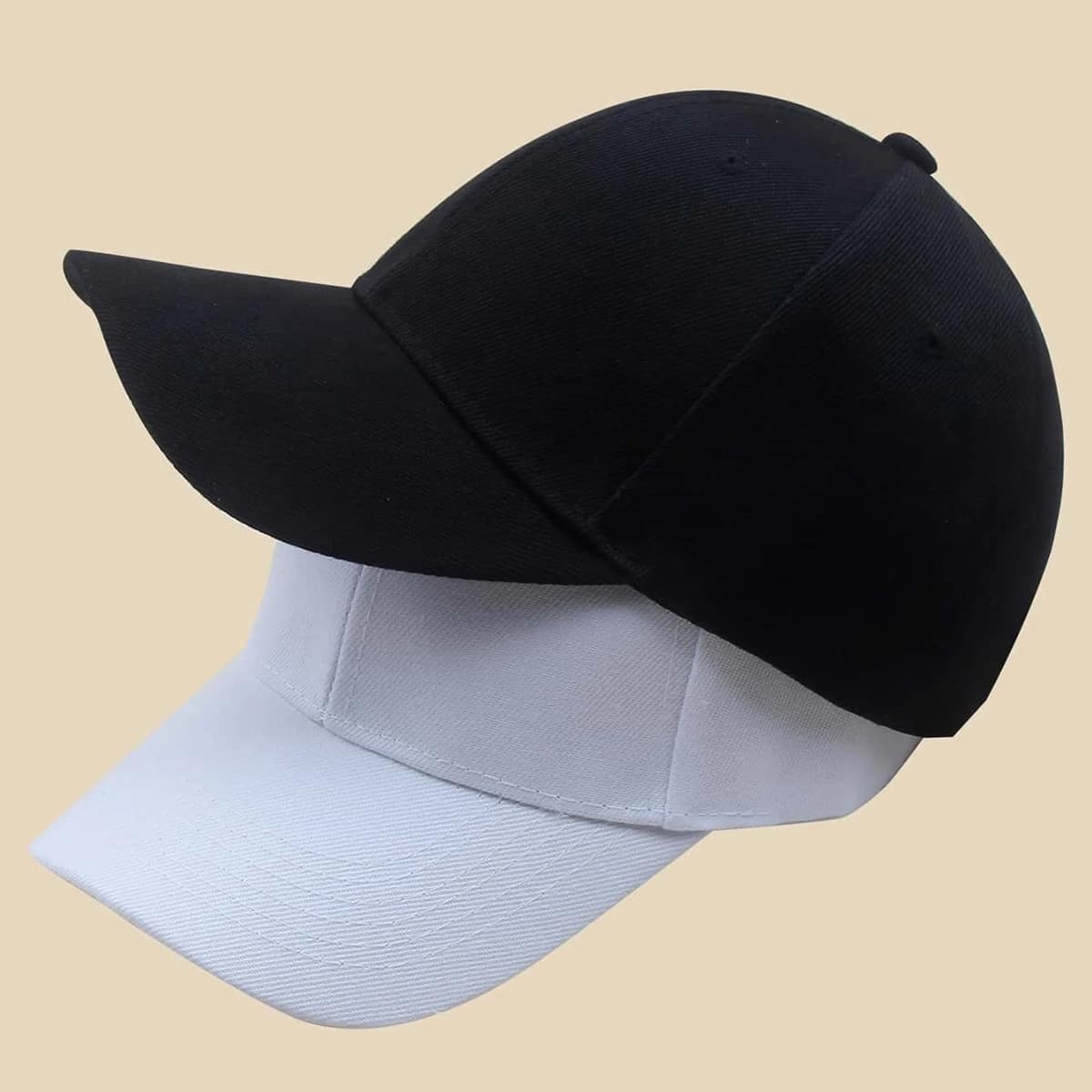 

Guys 2pcs Solid Baseball Cap, Black and white