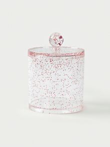 SHEIN BASIC LIVING 獨家圓形化妝收納盒-亮片玫瑰金