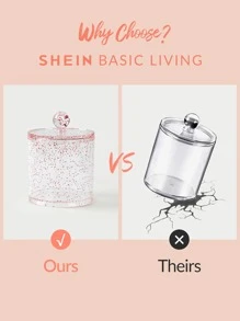 SHEIN BASIC LIVING 獨家圓形化妝收納盒-亮片玫瑰金