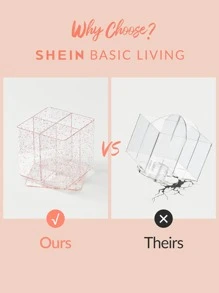 SHEIN 多功能化妝收納盒化妝品360度旋轉收納盒—玫瑰金亮片節日禮物 - 粉色 - 查看 10