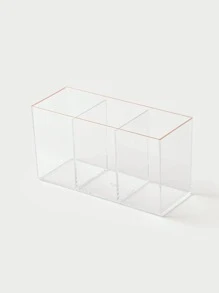 SHEIN BASIC LIVING Exclusive Makeup Brush Organizer-Rose Gold Rim - Clear - View 10