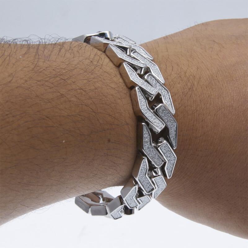 

Guys Glitter Chain Bracelet, Silver
