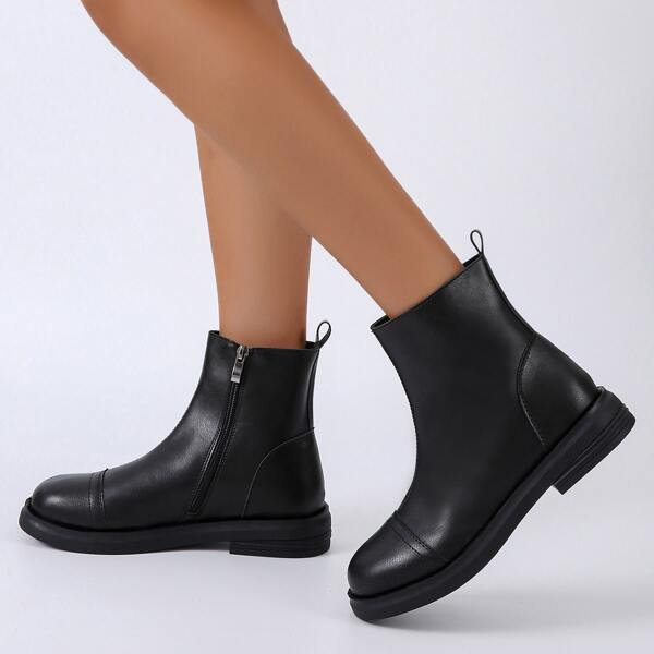 

Minimalist Side Zip Classic Boots, Black