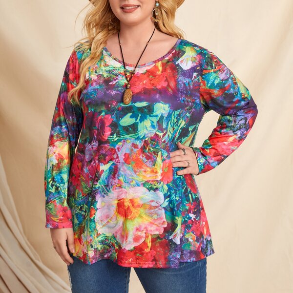 

Plus Allover Print Tee, Multicolor