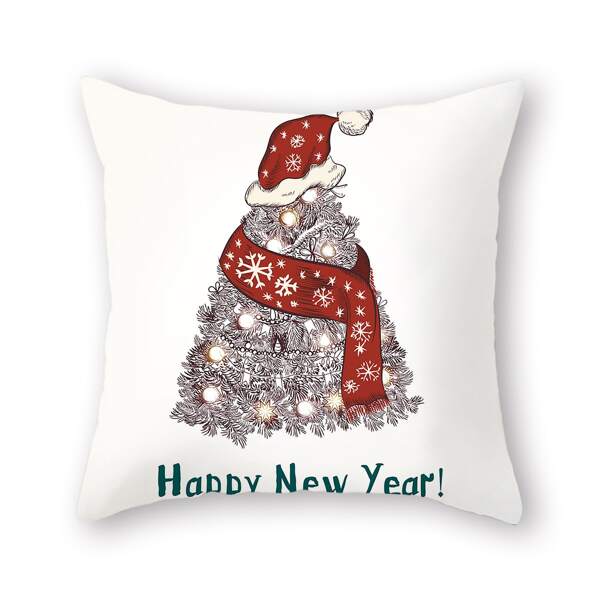 

Christmas Tree Print Cushion Cover Without Filler, Multicolor