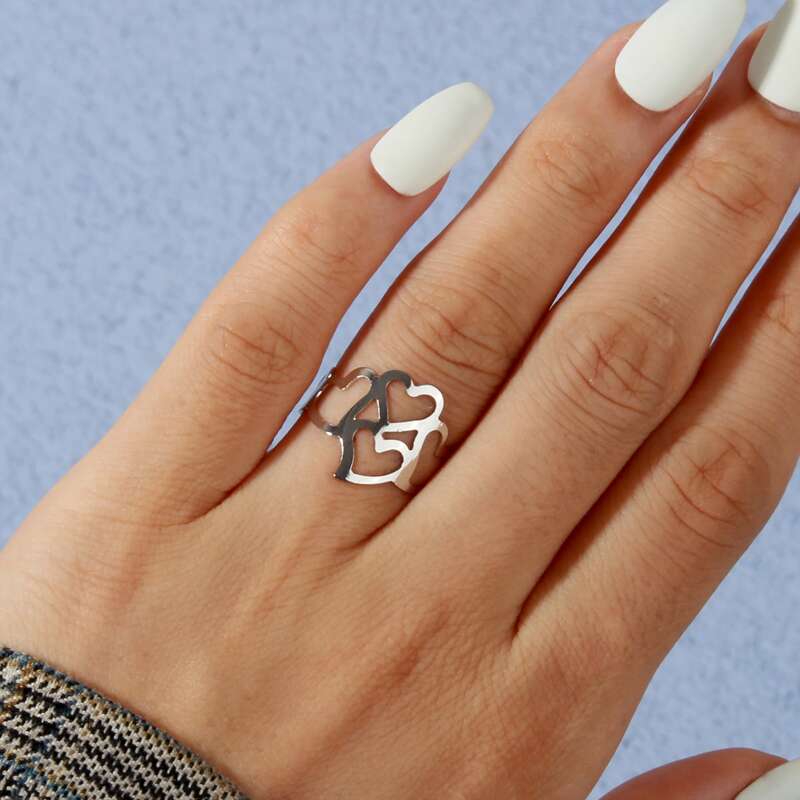 

1pc Heart Design Ring, Silver