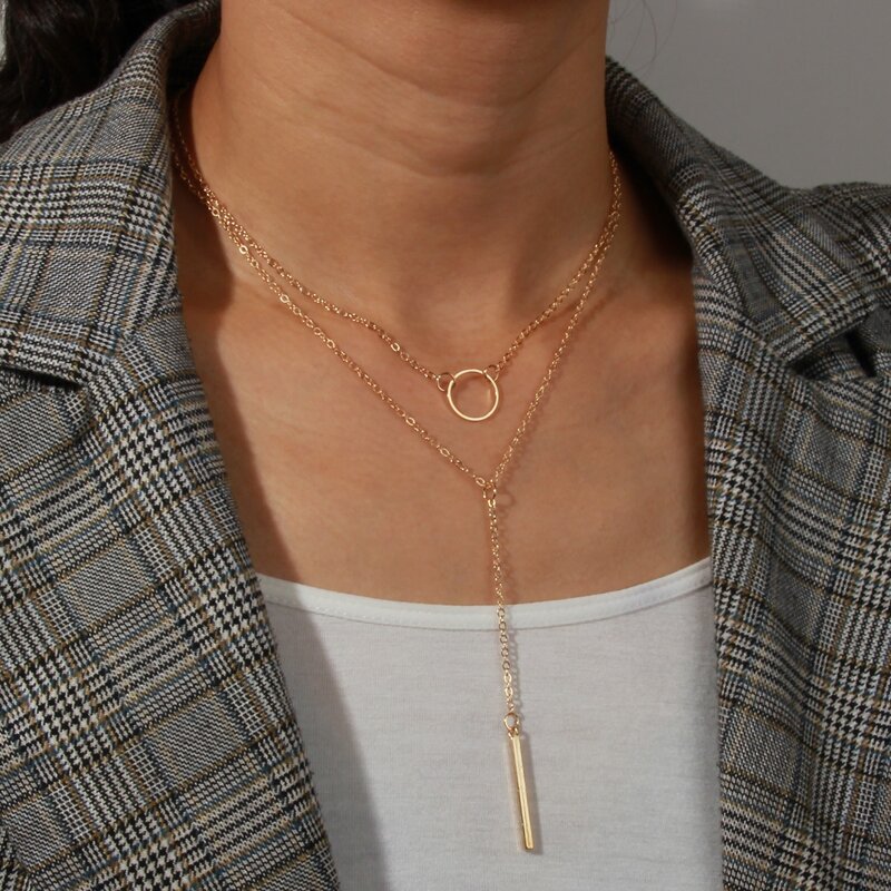 

Geo Decor Layered Chain Necklace, Gold
