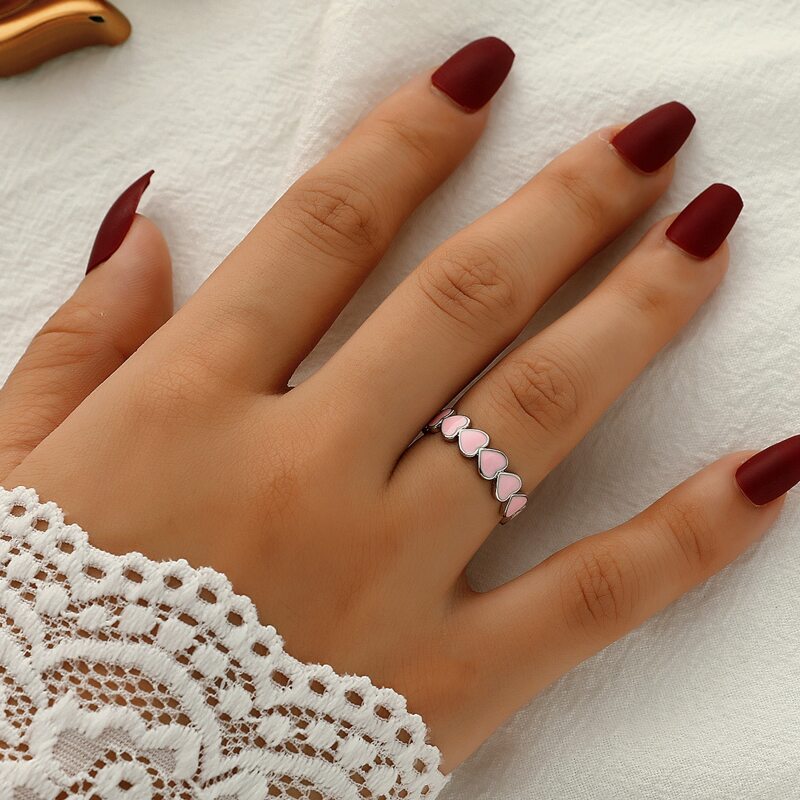 

Heart Cuff Ring, Pink
