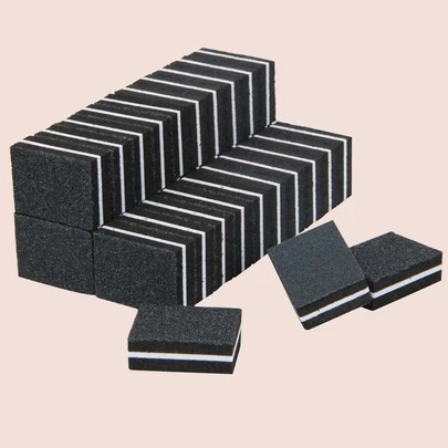 klimonla 20pcs Mini Nail Buffer 180/100 Grit Buffing Blocks For Acrylic Nails Care,Black 2 Sided