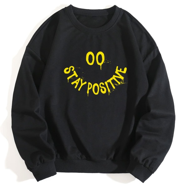 

Plus Slogan Graphic Sweatshirt, Black