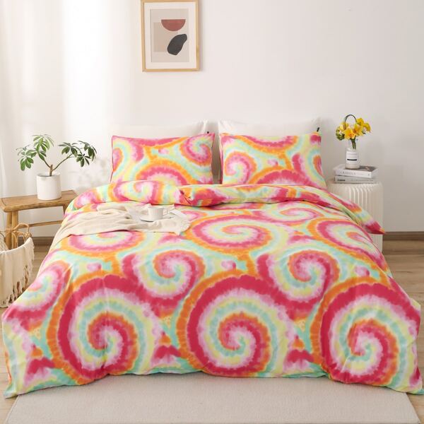 

Tie Dye Duvet Cover Set Without Filler, Multicolor