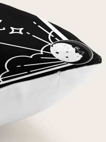 1pc Fortune Telling Board Print Pillowcase - Black and White - View 2