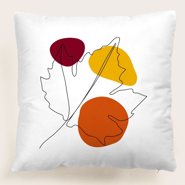

Leaf Print Cushion Cover Without Filler, Multicolor