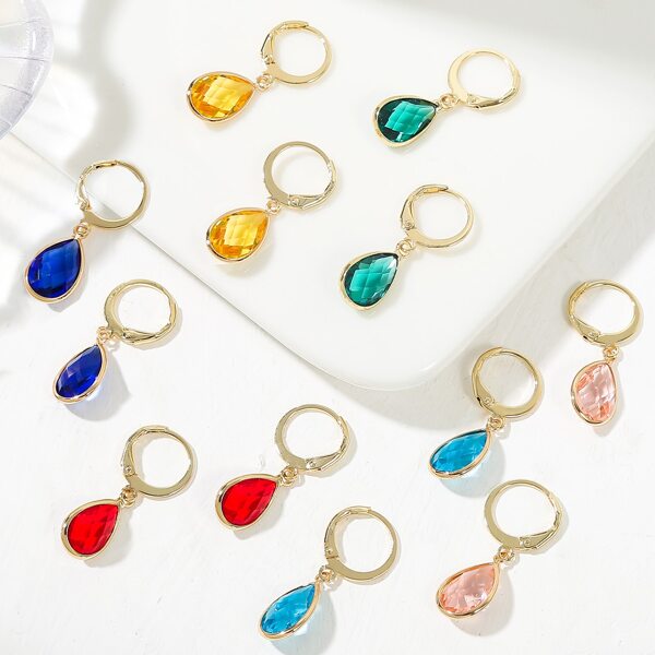 

6pairs Water Drop Charm Earrings, Multicolor