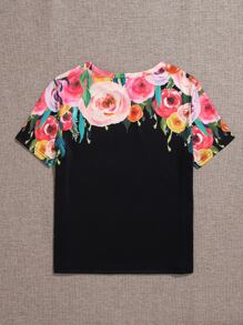 SHEIN LUNE Áo thun Plus size Hoa Giải trí - Nhiều màu - Xem 2