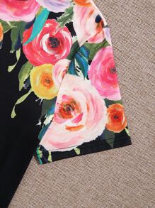 SHEIN LUNE Áo thun Plus size Hoa Giải trí - Nhiều màu - Xem 5