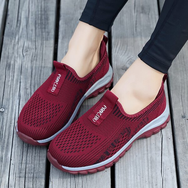 

Mesh Panel Slip On Shoes, Red