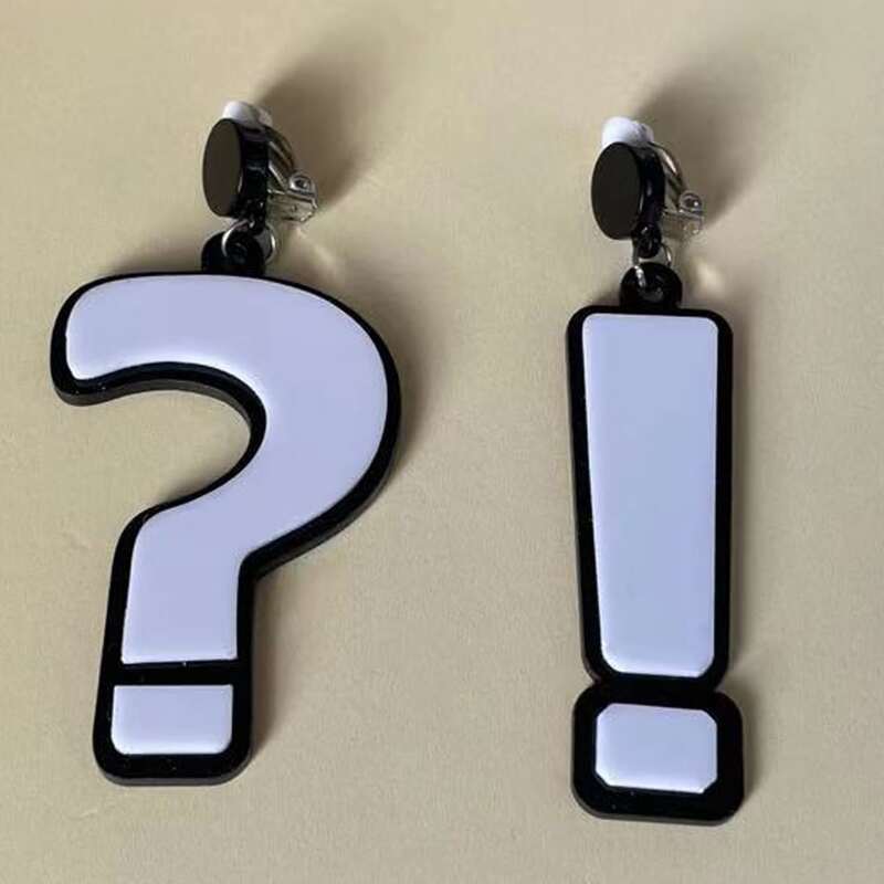 

Punctuation Shaped Drop Earrings, Black and white