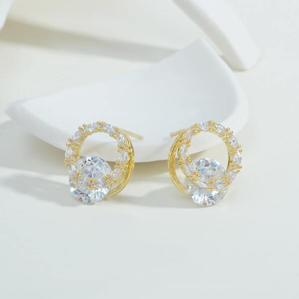 

14K Gold Plated Zircon Decor Earrings
