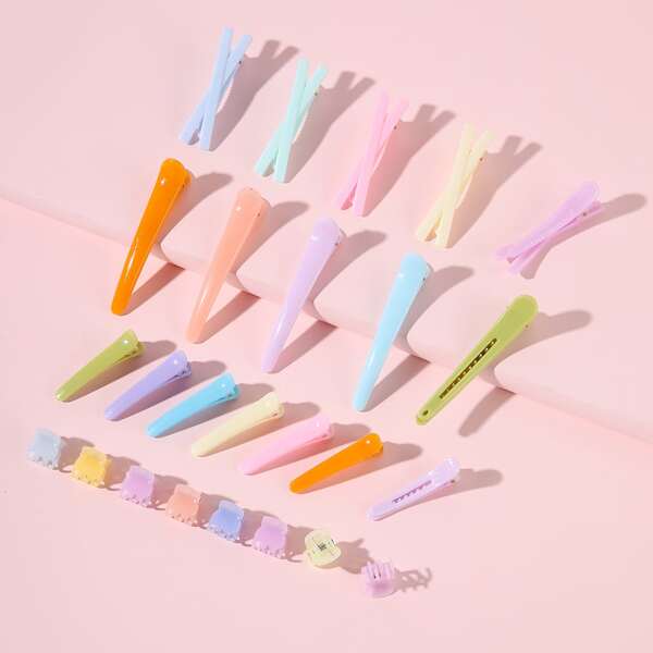 

25pcs Girls Solid Hair Accessory, Multicolor