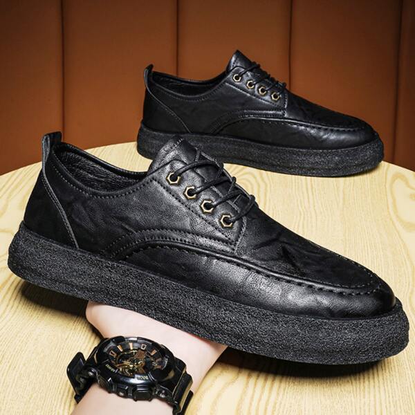 

Men Minimalist Lace-up Front Dress Shoes, Black