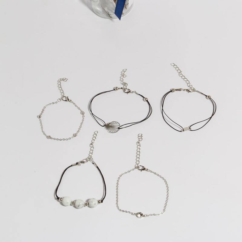

5pcs Shell Decor Bracelet, Multicolor