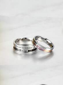 2入組不銹鋼戒指 - 銀色 - 查看 1