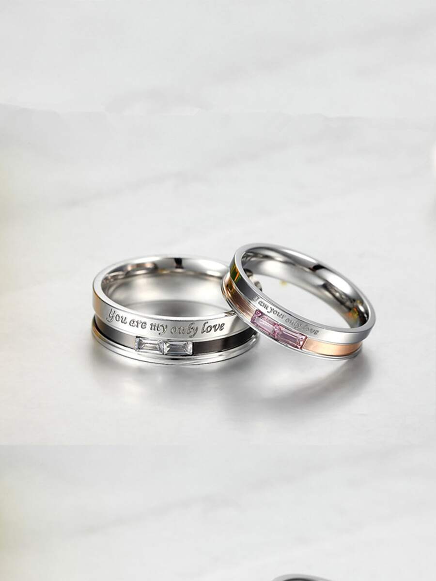 2入組不銹鋼戒指 - 銀色 - 查看 1