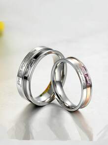 2入組不銹鋼戒指 - 銀色 - 查看 2