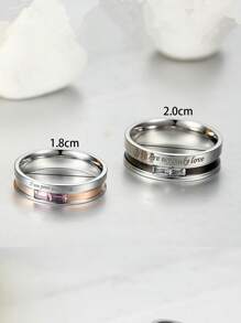 2入組不銹鋼戒指 - 銀色 - 查看 3