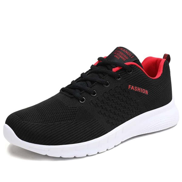 

Men Letter Graphic Knit Detail Running Shoes, Black