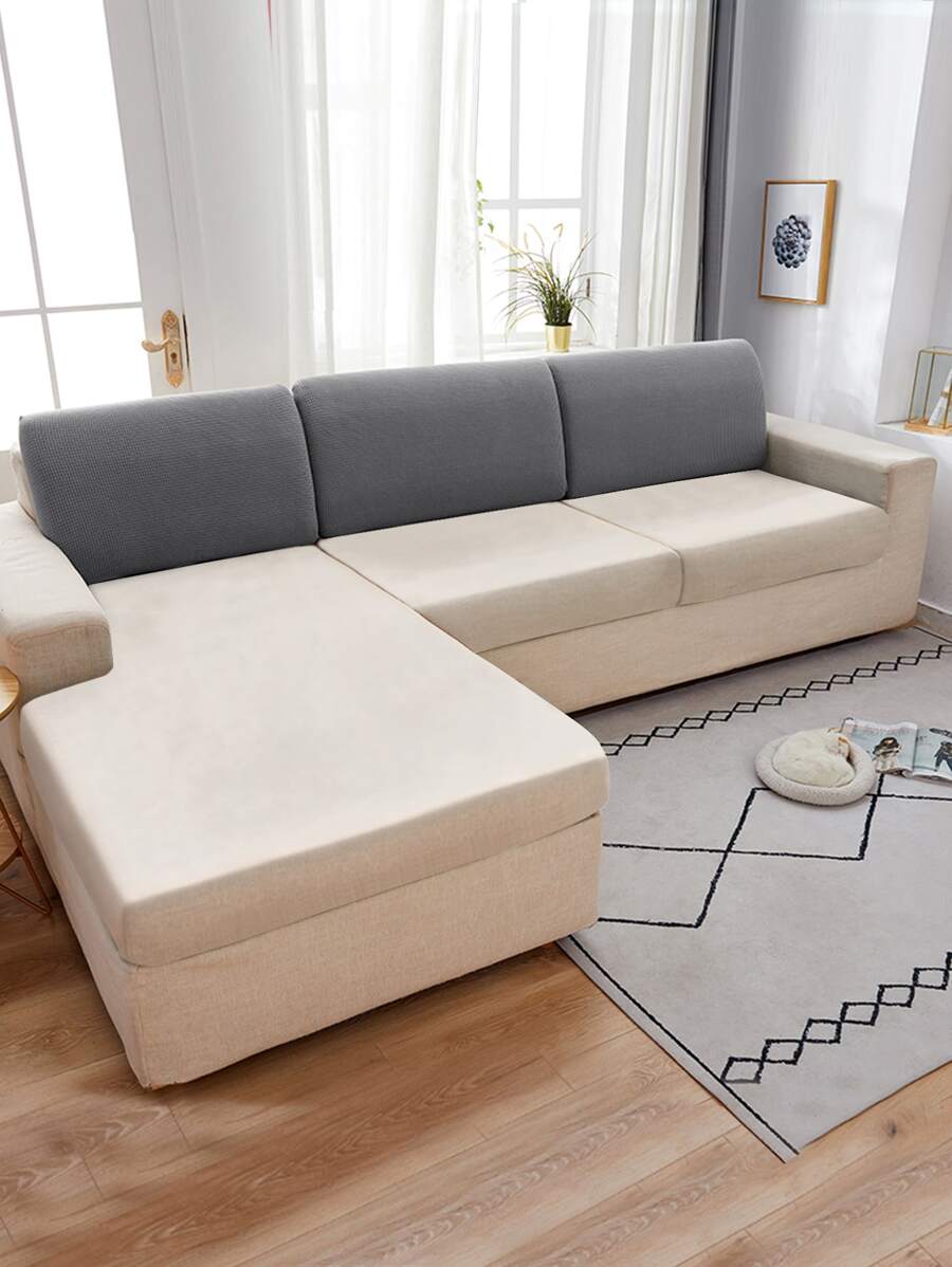 1pc Plain Sofa Back Cushion Cover Without Filler - Grey - View 1