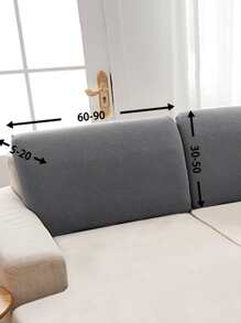 1pc Plain Sofa Back Cushion Cover Without Filler - Grey - View 2