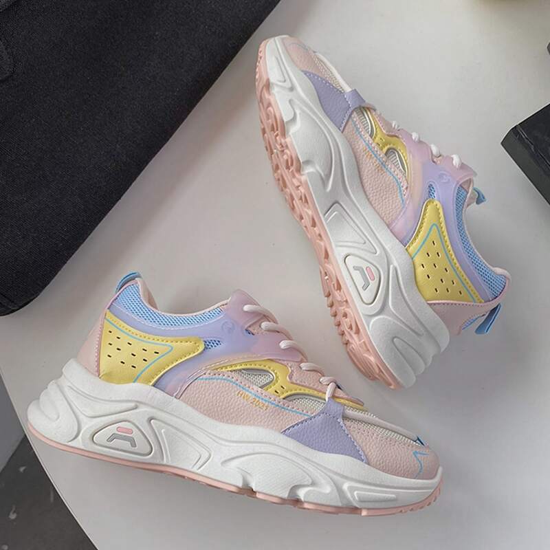 

Colorful Lace-up Front Sneakers, Pink