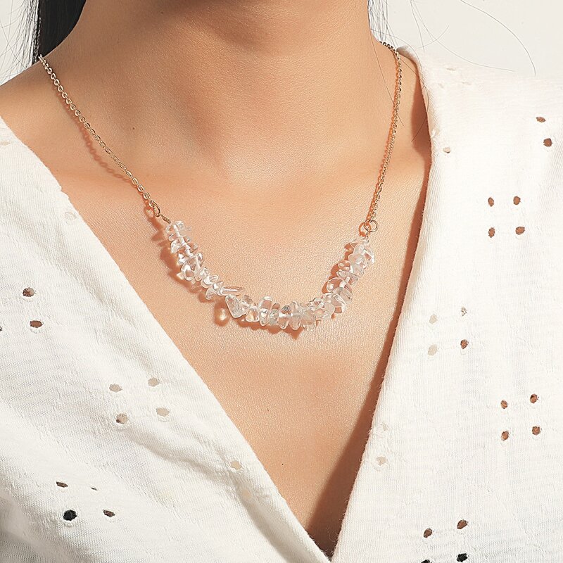 

Crystal Beaded Chain Necklace, White